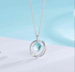 【在庫限り】　ラウンド　ブルー　ネックレス　ジルコニア