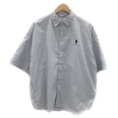 ユーエスポロアッスン U.S. POLO ASSN. カジュアルシャツ 半袖 ストライプ柄 ワンポイントロゴ刺繡 M ライトグレー 白 ホワイト /YS29