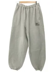 NIKE×STUSSY ナイキ×ステューシー Fleece Pants ロゴ刺繍スウェットパンツ グレー L DO9340-063