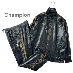 Champion チャンピオン 秋冬用 ウインドブレーカー ナイロン ジャージ 上下 セットアップ ジャケット & パンツ メンズ M 黒 パイソン柄
