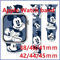 Apple Watch バンド キャラクタープリント　ブルー系　38/40/41ｍｍ　42/44/45ｍｍ　オプション保護カバー2種類
