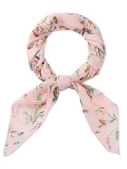 Allegra K シフォンスカーフ ネッカチーフ 70×70cm 花柄 スクエアハンカチ レディース ライトピンク 70x70cm