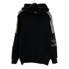 アディダス トレフォイルロゴ刺繍 長袖 スウェットパーカー XS ブラック adidas トレーナー メンズ