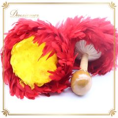 美品 フラダンス 小物】レッド ウリウリ マラカス 赤 黄色 羽 一体型 フラダンス 小物】レッド イエロー ブラウン ウリウリ マラカス