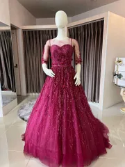 美品★値下げ中！気品あふれるボルドー ❇︎ 優美なフラワードレス