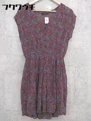 ◇ AMERICAN RAG CIE 花柄 ノースリーブ 膝丈 シャツ ワンピース サイズFREE ワインレッド マルチ レディース 【中古】 【1002801445362】