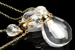 人気！ 水晶 クリスタルクォーツ 37-38x22mm 香水瓶 ペンダント ネックレス 1個売り パワーストーン 天然石 _PR3437-3