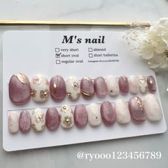 オーダーメイド/匿名配送可能/即決可能/ネイルチップ22枚入り/全サイズ入り/結婚式/成人式/結婚式ネイル/ブライダル/ニュアンスネイル/ピンク