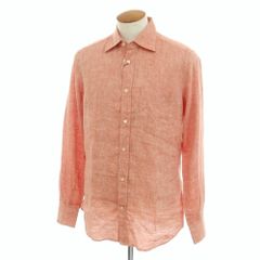 【新品】グランシャツ Glanshirt リネン ワイドカラー カジュアルシャツ ライトレッド【サイズ39】【メンズ】