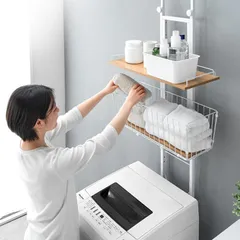 【残りわずか】スリム 省スペース カゴ付き 防水パン対応 縦型 高さ調整 9段 84300001(94709) 突っ張り式 幅60cm 収納棚 ランドリーラック タンスのゲン