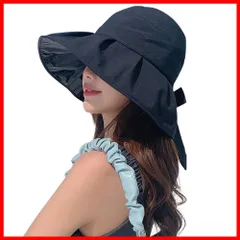[Tophana] UVカット 帽子 レディース 日焼け防止 【紫外線対策・夏に向けの黒い遮光コーティングの設計】 日除け帽子 ハット 紫外線カット あご紐付き サイズ調節 折りたたみ 小顔効果 つば広 夏 帽子 旅行 通勤 春夏