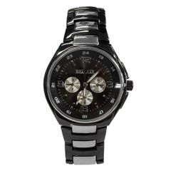 腕時計 メンズ かっこいい ビジネス 安い プレゼント 通勤 Jewel ジュエル フェイククロノグラフ メタルベルト ブラック