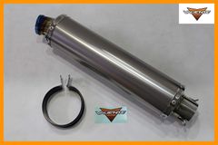 汎用サイレンサー 90Φ×350mm 差込径 50.8Φ用 バイクマフラー チタンソリッド スリップオンマフラー ブルーカラー バンド付き バリエンテ Valiente