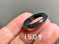 L13-122 氷種 煙灰〜黒翡翠 15.0号 グアテマラ産 A貨 本翡翠 くりぬき リング