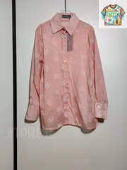 【今日WTO】Dolce&Gabbana Flocked Letter All-Over Print Collared Long-Sleeve Shirt / ドルチェ & ガッバーナ 植毛レター?印リボンカラー長袖シャツ-NC77