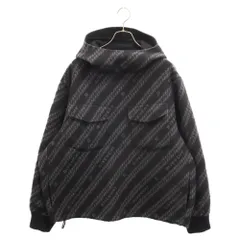 GIVENCHY (ジバンシィ) カシミヤ混 総柄ロゴ ウール プルオーバー ウィンドブレイカージャケット グレーのサムネイル