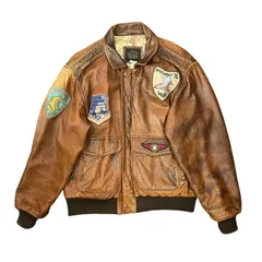 希少 ヴィンテージ AVIREX A-2 フライトジャケット 米国 M レザー 古着 80年代 アヴィレックス AVIREX A-2タイプ レザーフライト