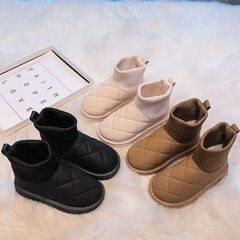 最終SALE 20%割引対象 秋冬 韓国子供服　キッズ　ブーツ  キルティング　ボア ショートブーツ　19cm〜20cm　リトルブルーム韓国子供服