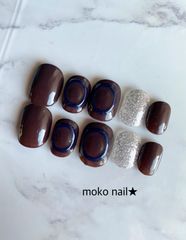 こげ茶✖️ネイビーぷっくりニュアンス