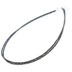 ブラックスピネルネックレス 2連 最長45センチ 約2.3ミリ連ブラックダイヤ風