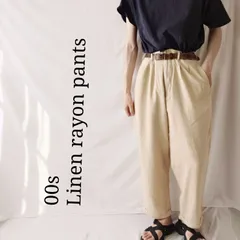 【00s】古着 リネンレーヨンパンツ ツータック 34×32