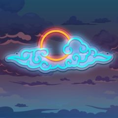 ネオンライト 雲の間から覗くオレンジの太陽 ブルーの雲 幻想的 壁掛け 発光サイン LED 壁装飾 おしゃれ インテリア 照明 バー 屋内 趣味 ネオンサイン USB給電 電源スイッチあり