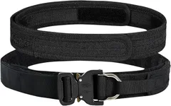 グランローバ タクティカルベルト ファーストライン モール デューティーベルト ガンファイターベルト サバゲーベルト インナーベルト付き コブラバックル 瞬間脱着 クイックリリース ブレない ミリタリー ガンベルト(ブラック,  M)