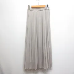 ジーユー GU 美品 シフォン プリーツ ロング スカート S ライトグレー
