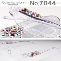 デコパーツ 老眼鏡 シニアグラス リーディンググラス レディース 人気 高級 丈夫 ポリカーボネート プラスチック おしゃれ 日本・鯖江工房で取り付け JAPAN さばえ ケース付 1.0 1.5 2.0 2.5 3.0 3.5 No.DECORE.7044