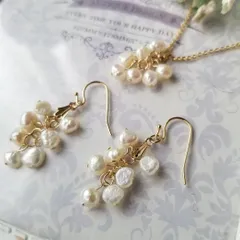 淡水パールのネックレスとピアス又はイヤリングのセット pn23007　結婚式、卒業式、入学式