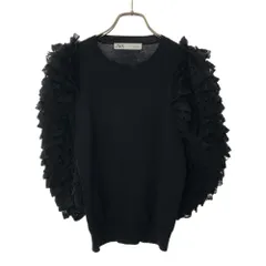 ザラ 7分袖 袖レース ニット カットソー M ブラック ZARA レディース 古着 【240226】