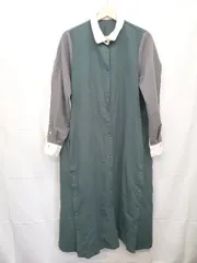 ◇ ⊇ 179/WG 切り替えデザイン 長袖 膝下丈 ワンピース サイズ38 グリーン グレー ホワイト レディース E  【1506250003932】