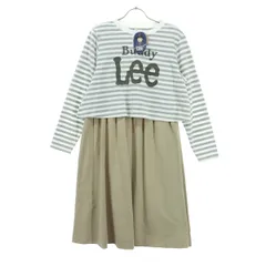 未使用 Buddy Lee バディーリー ボーダー柄 長袖 ロングワンピース L ベージュ系 マタニティウェア レディース 古着