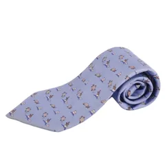 美品 エルメス HERMES ネクタイ 総柄 シルク メンズ フランス製 ブルー