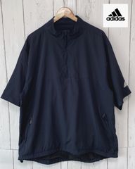 アディダス　adidas  　ナイロン　ハーフジップ　プルオーバー　ネイビー