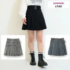 新品2025年春夏Lovetoxic ラブトキシック【LTXC】Wベルトデニム プリーツスカート 140cm150cm160cm ジュニア 女の子