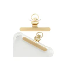 FINGOOO ストラップホルダー 携帯スマホ 360°回転式 極薄0.2mm ステンレス 折り曲がれ設計 ちぎれない 丈夫 金属 紛失・盗難・落下防止 充電影響なし (ゴールド)