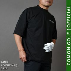 ゴルフィッカーズGolfickers半袖モックネックシャツLブラック黒 ゴルフィッカーズGolfickers半袖モックネックシャツLブラック黒