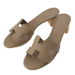 HERMES H柄 エヴリン パンチング スエード サンダル ミュール 35