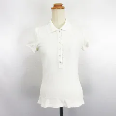 バーバリーブルーレーベル BURBERRY BLUE LABEL ポロシャツ 半袖 ロゴ 刺繍 ストレッチ 38 アイボリー ※EKM