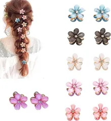 【在庫処分】ヘアクリップ 花 前髪クリップ ミニ 花 12個セット 可愛い 髪飾り ラプンツェル風 ヘアアクセサリー 大人 子供 結婚式 パーティー 髪留め クリップ