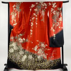 豪華色打掛 刺繍 尾長鶏花文 金銀糸 逸品 豪華色打掛 刺繍 尾長鶏花文 金銀糸 逸品