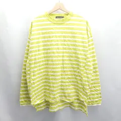 ◇ ⊇ niko and … ニコアンド ボーダー柄 コットン100% 長袖 ロングTシャツ サイズL ライトグリーン メンズ E  【1503310001358】