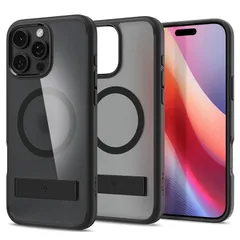 【コンパクトなスタンド付き】Spigen iPhone 16 Pro Max ケース MagSafe対応 半透明 クリア スタンド付き ストラップホール 米軍MIL規格 ウルトラ・ハイブリッドS・マグフィット ACS08377 (フロスト・ブラック) 0