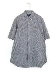 古着 90s Ralph Lauren 「BLAKE」 黒×白 ギンガム チェック 半袖 BD シャツ  L 古着