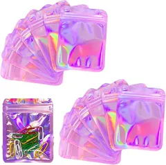 fogman ラッピング 袋 チャック付き袋 チャック袋 アクセサリ ジッパー付き袋 80枚セット 8.5x13cm(ピンク,  8.5x13cm)