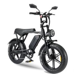 UNIBUY V8 電動バイク モペット 750W 電動バイク 48V15Aｈ 原動機付自転車 原付二種 公道走行可 極太タイヤ 電動バイク フル電動 マウンテンバイク モペッドフル電動自転車 20インチ リアシートオプション　追加可能