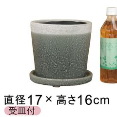 【新品】直径17.5cm クレイパ 植木鉢 おしゃれ かわいい 灰 貫入釉薬 受皿付 室内 屋内 多肉植物 観葉植物 小さい鉢