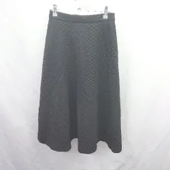 ◇ ⊇ saloon サルーン 総柄 ウエストゴム 膝下丈 フレア スカート サイズF ブラック系 レディース E  【1506300018688】