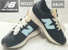【良品】New Balance WS237 レディース スニーカー ブラック × スカイブルー ビッグ N ロゴ 24㎝《1015-05》